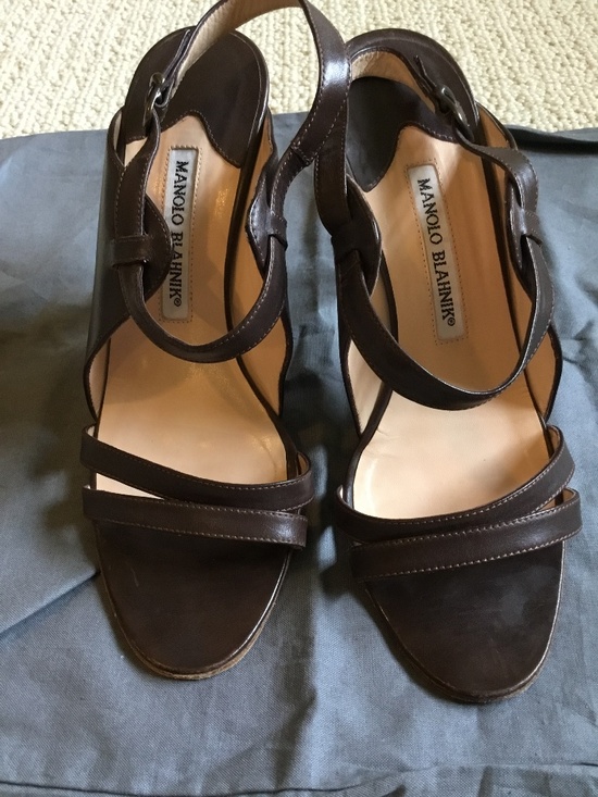 Manolo Blahnik Shoes - Manolo Blahnik brown leather slingback sandals